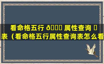 看命格五行 🐒 属性查询 ☘ 表（看命格五行属性查询表怎么看）